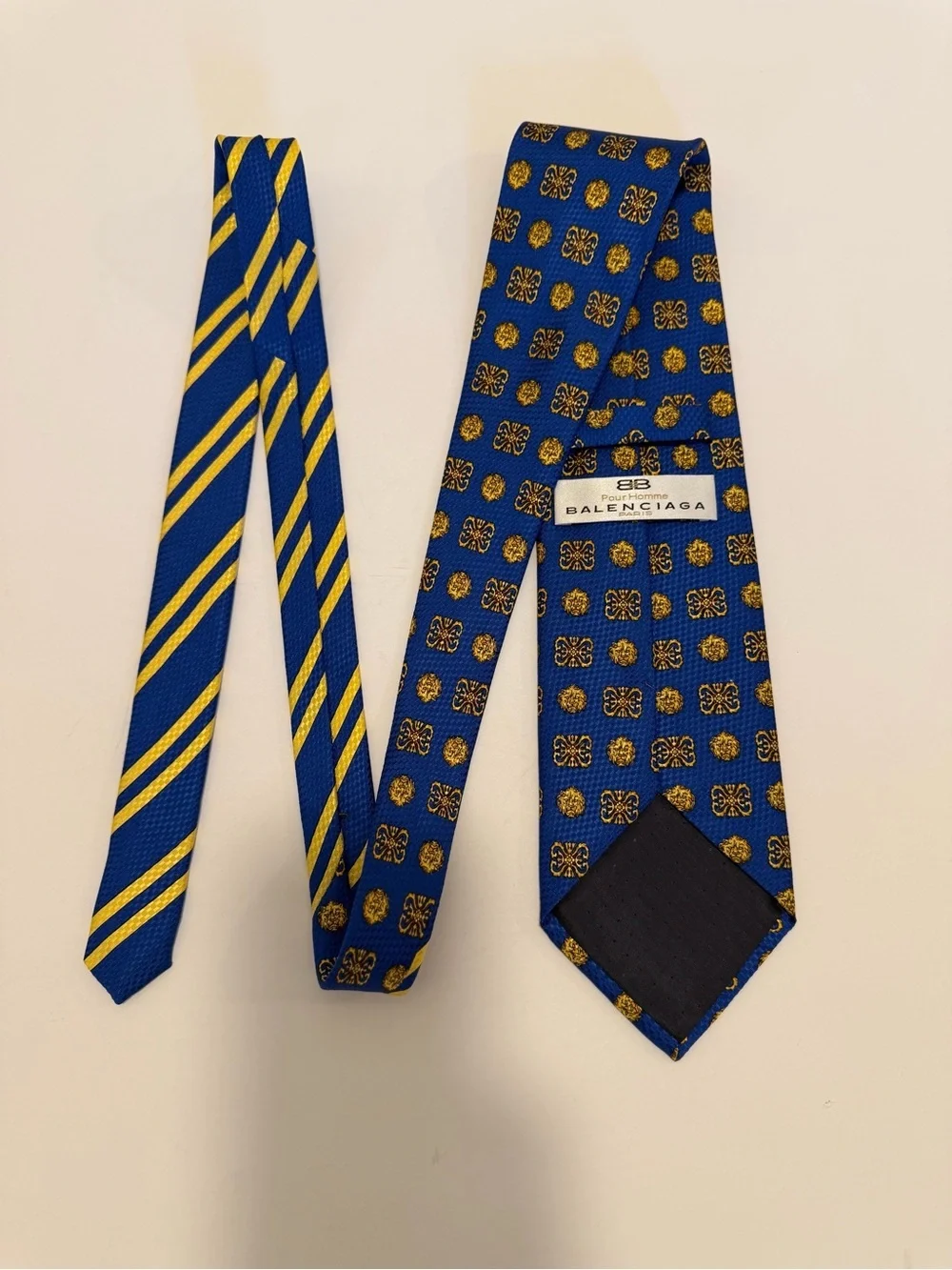 Balenciaga Silk Tie Blue Yellow Lion